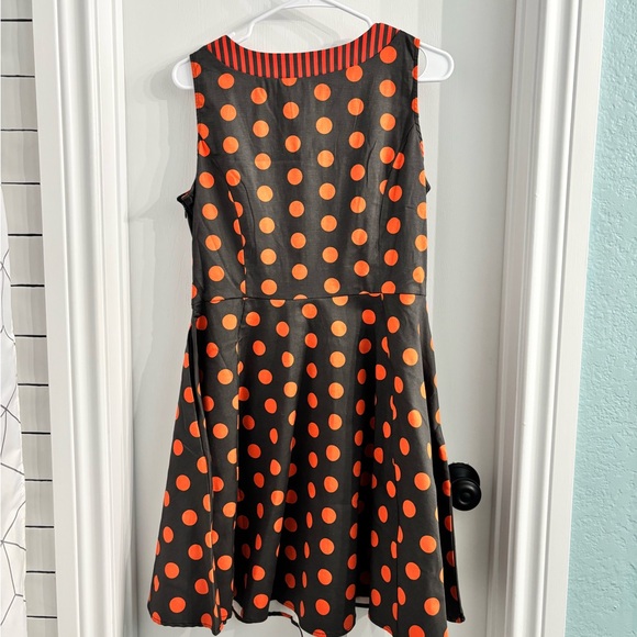 Polka Dot Women’s Dress - Orange and Black - Picture 6 of 6